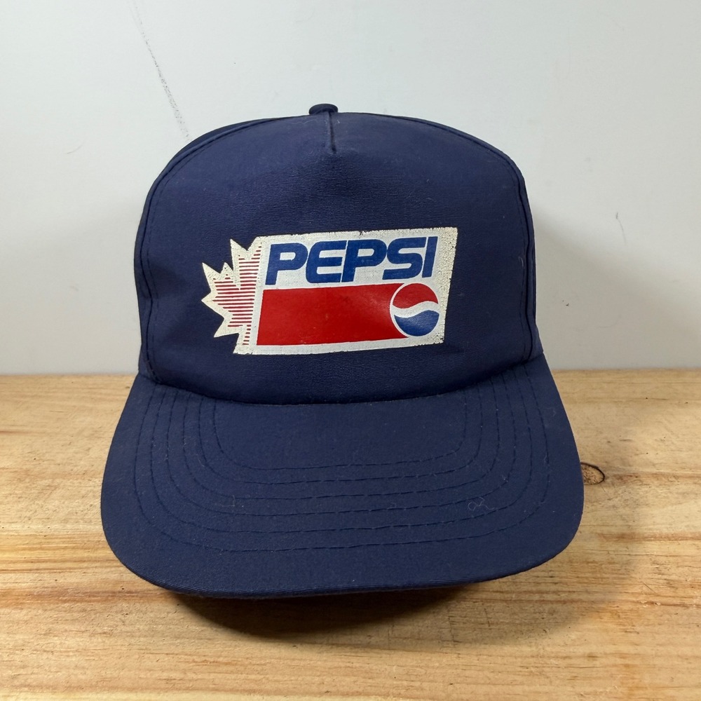 Pepsi Trucker Hat Mens OSFA Navy Blue KP Caps Snapback Vintage 80s Soda Logo Hat
